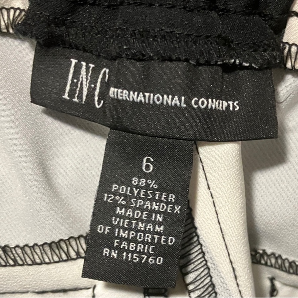 INC International Concepts Black and White Striped Women Shorts - Picture 2 of 4